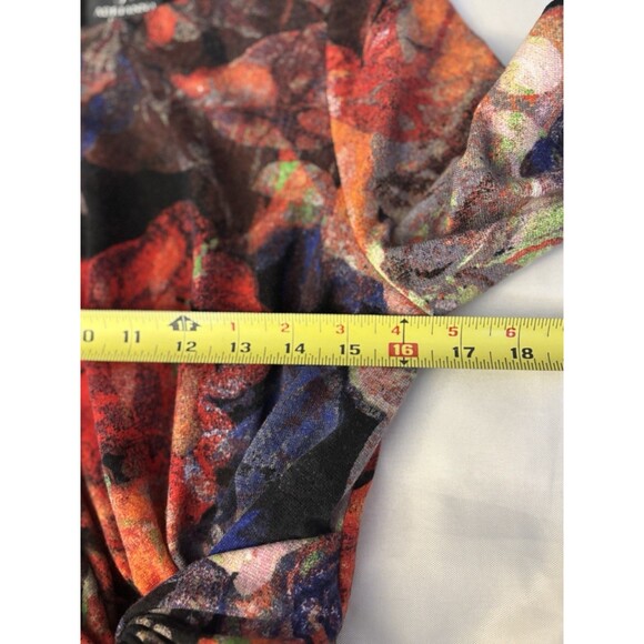 ADRIANNA PAPELL Knot Front Faux Wrap Floral Sheath Dress 12 Long Sleeve Jersey - Picture 16 of 16